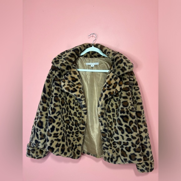 Y2K Style Fuzzy Leopard Print Coat - Picture 1 of 3